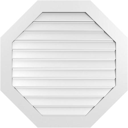 Ekena Millwork Octagonal Surface Mount PVC Gable Vent: Functional, w/ 3-1/2"W x 1"P Standard Frame, 38"W x 38"H GVPOC38X3801SF